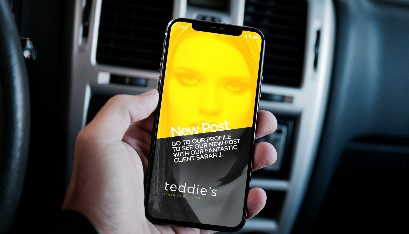 iphone showing bury based salons social media posts