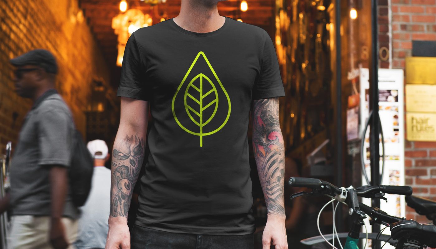 Logo design and branding for a CBD Oil Company on a tshirt
